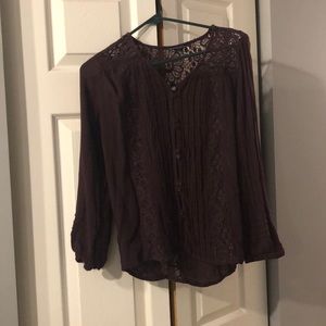 Maroon lace button down